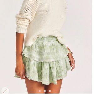 Love Shack Fancy Ruffle Mini Skirt in Green XL